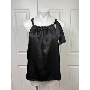 Lulus Black Satin Tie Bow Women's Tank Size L Sleeveless